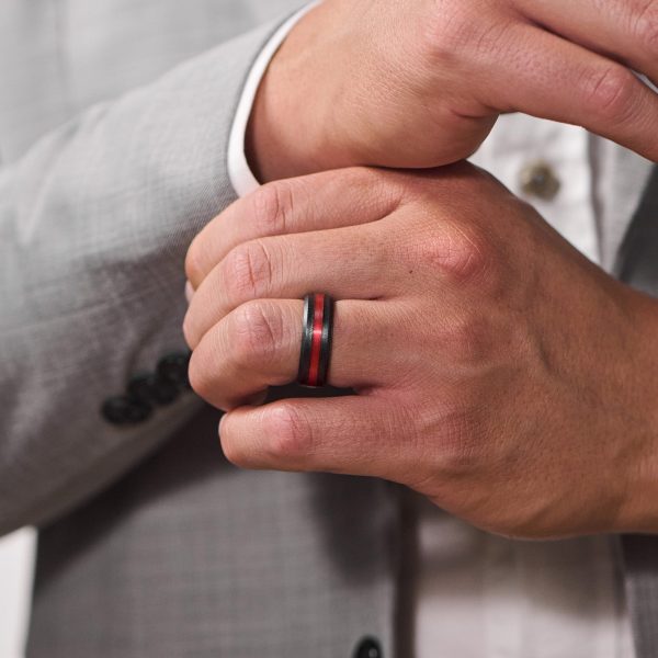 Axis Silicone Ring - Black Pearl Ruby Element For Sale - Image 3