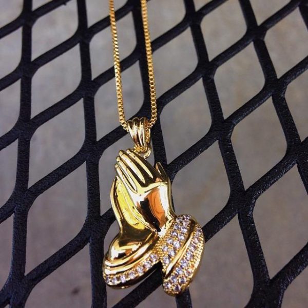 Praying Hands Emoji Necklace Online now - Image 4