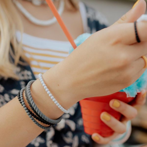 Beaded Stackable Silicone Bracelet - Misty Grey For Cheap - Image 2