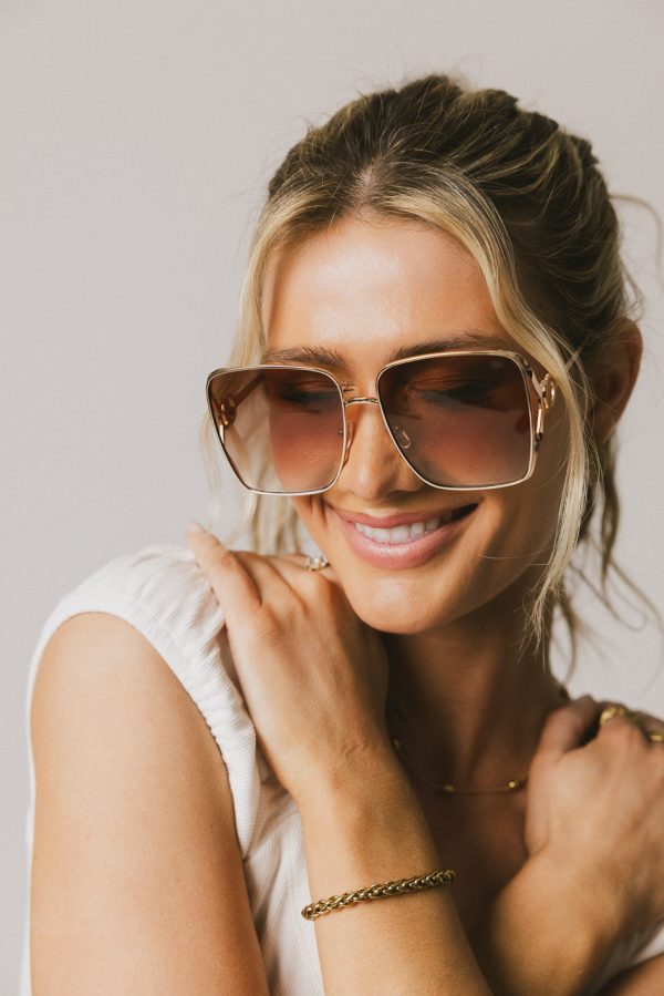 Brecken Oversized Sunglasses in Brown Cheap