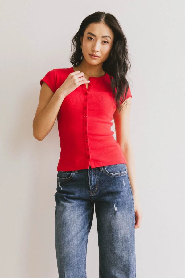 Vestia Button Up in Red For Sale - Image 4