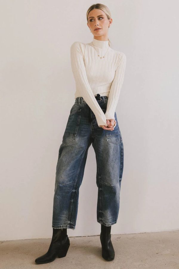 Winnie Ribbed Top in Cream For Sale - Image 2