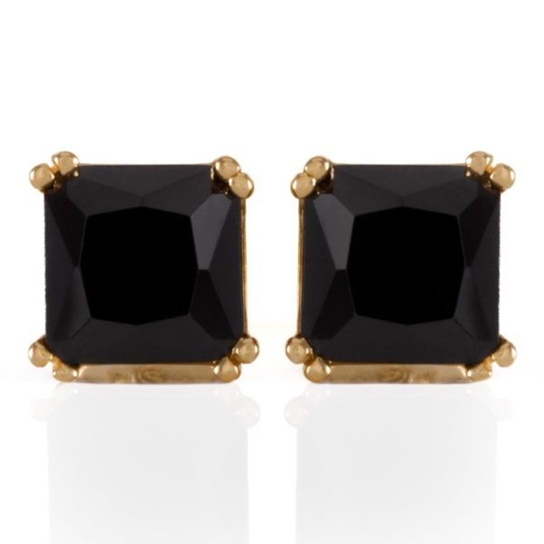 Onyx Princess-Cut Stud Earrings For Sale - Image 3