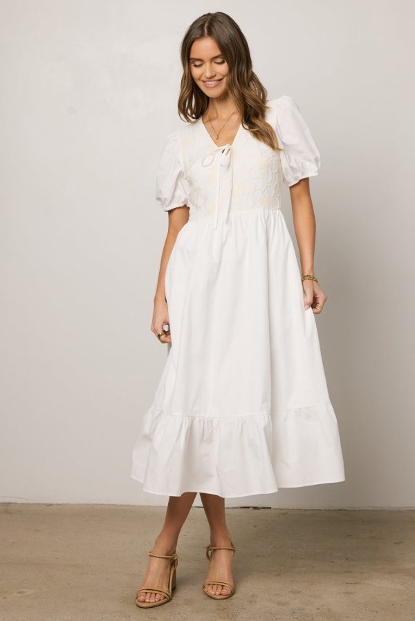 Jozette Floral Midi Dress in Off White Sale - Image 4