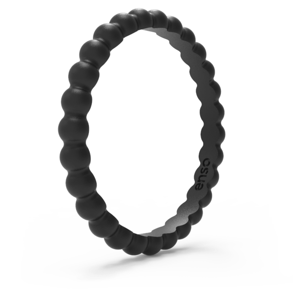 Beaded Stackable Silicone Ring - Obsidian For Sale