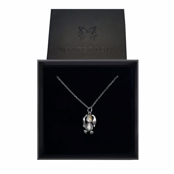 Silver Patchwork Lop Bunny Necklace For Sale