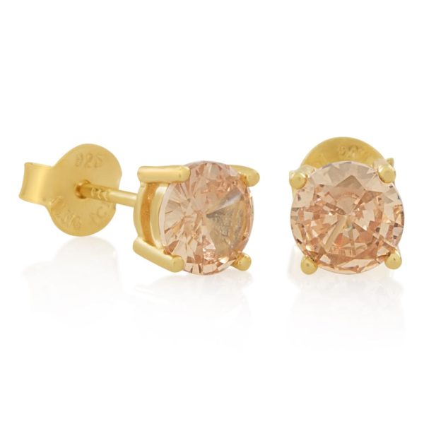 Champagne Brilliant-Cut Stud Earrings Supply