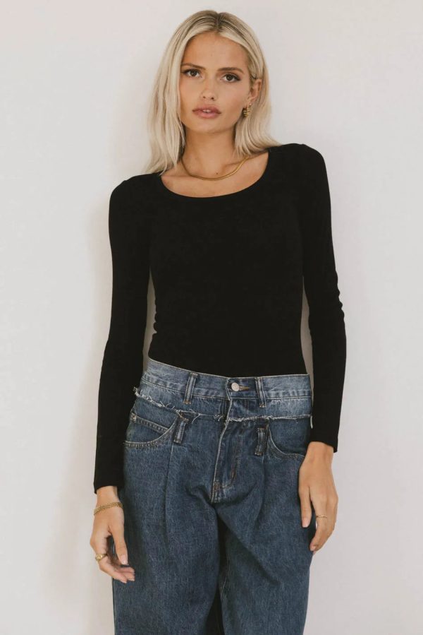Audrey Ribbed Top in Black Online Sale - Image 4