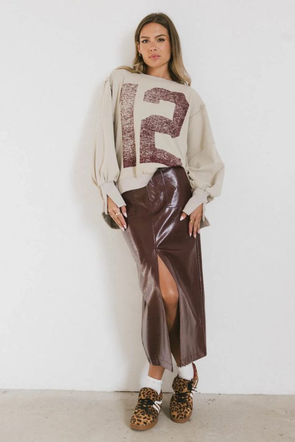 Varsity Distressed Top in Sand - FINAL SALE Hot on Sale - Image 3