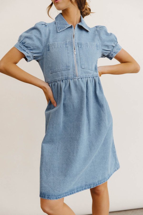 Georgia Denim Midi Dress For Discount - Image 2