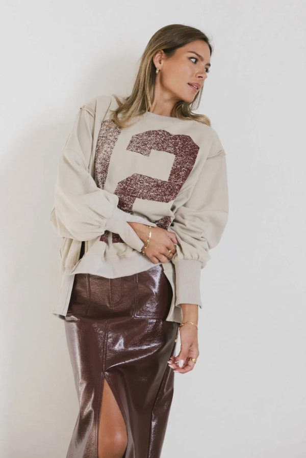 Varsity Distressed Top in Sand - FINAL SALE Hot on Sale - Image 5