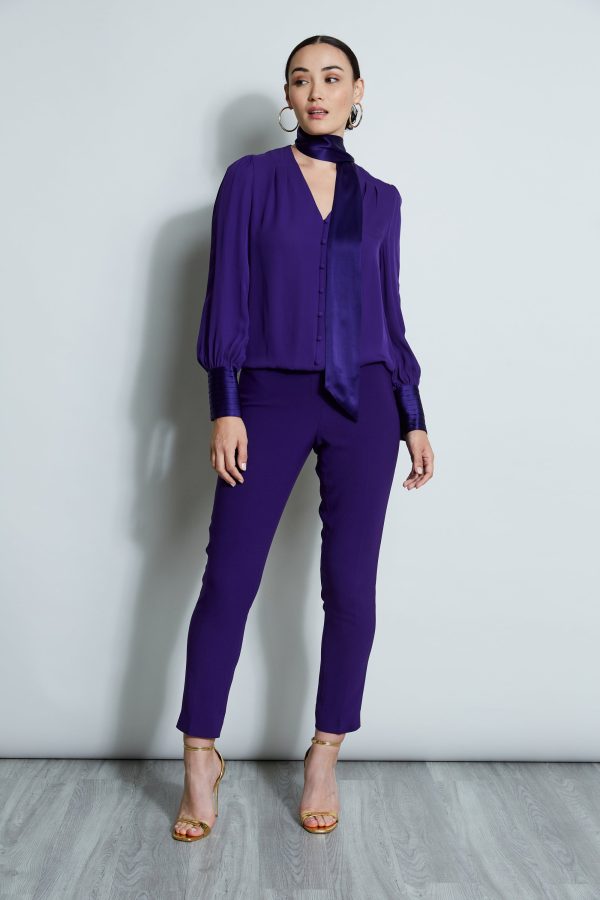 Blouson Satin Tie Shirt Sale - Image 4