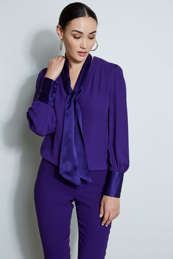 Blouson Satin Tie Shirt Sale