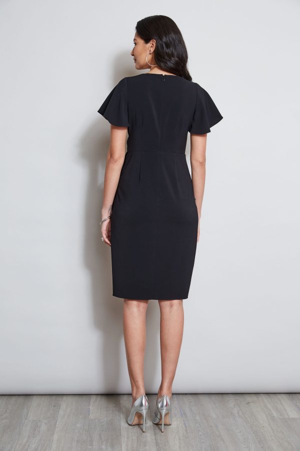 Mock Wrap Flutter Sleeve Dress Online Hot Sale - Image 5