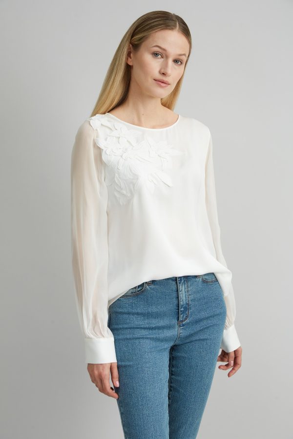 Floral Applique Silk Shirt on Sale - Image 3