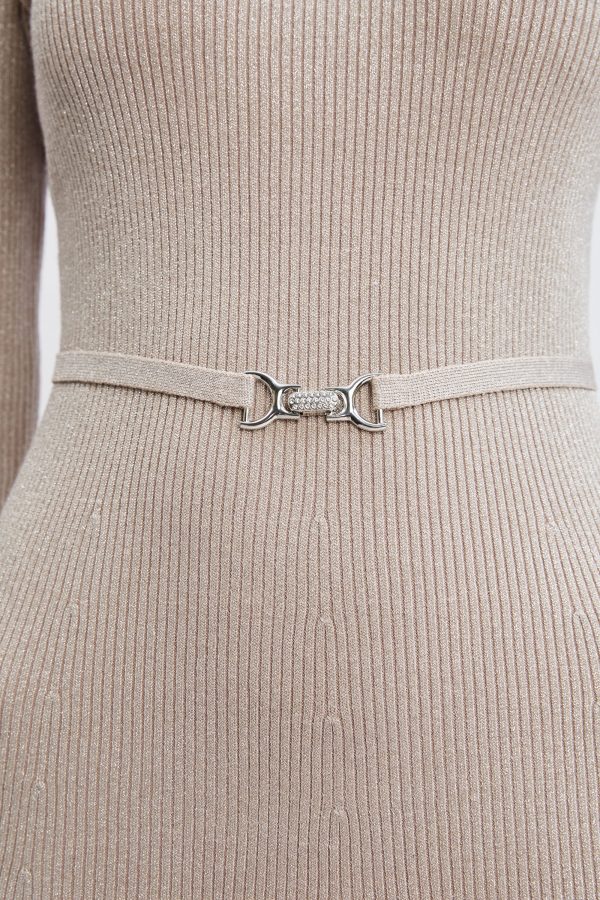 Metallic Belted Sweater Dress on Sale - Image 4