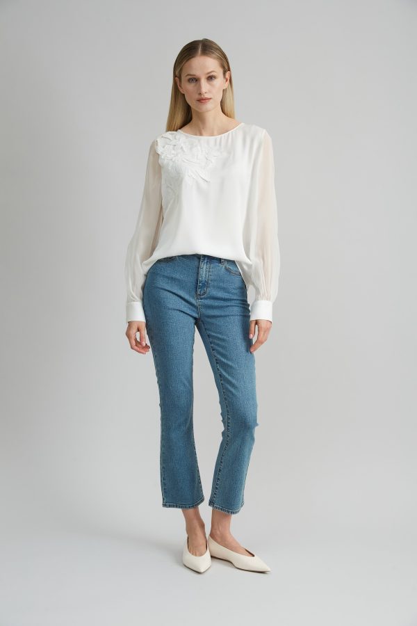 Floral Applique Silk Shirt on Sale - Image 2