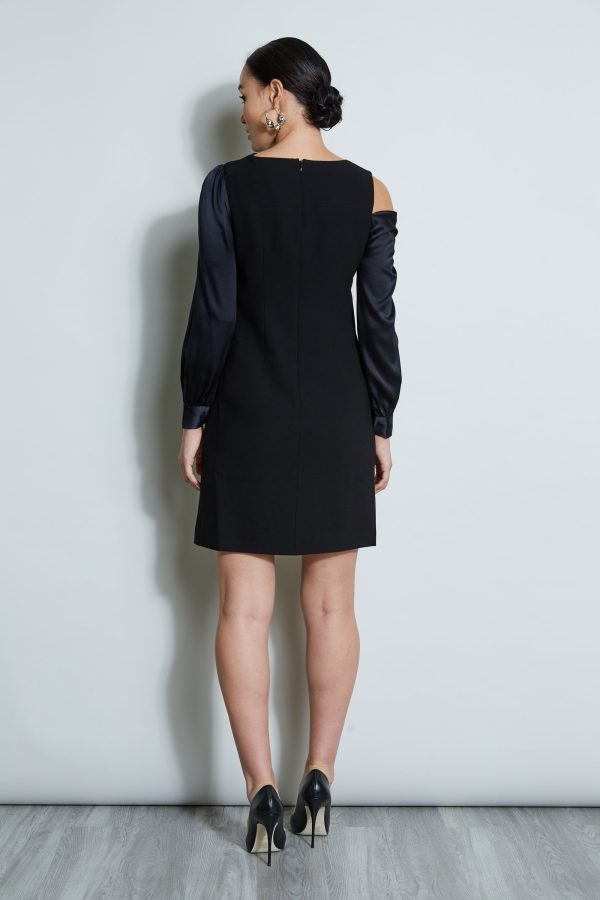Draped Satin Shoulder Dress Online Hot Sale - Image 4