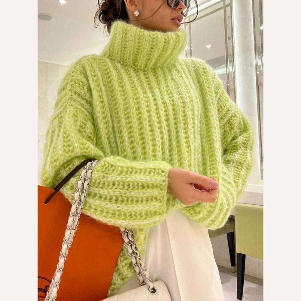 TWOTWINSTYLE Solid Minimalist Sweaters For Women Turtleneck Long Sleeve Loose Pullover Winter Sweater Female Fashion Clothing Online Sale - Image 5